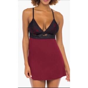 Oh La La Cherie Paris Louella Lace &‎ Jersey Babydoll Chemise Size S/M